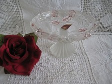 Walther Glasschale, Fußschale mit reizendem,Blumen Dekor für Gebäck, Obst 