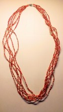 schöne Damen Halskette Rot 6- reihig Necklace Kette Collier