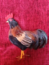 Deko Huhn Henne echte Federn ca 13 x 15 x 6 cm Landhaus