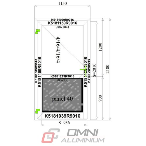 Aluminiumtüren 1150mm - , x
