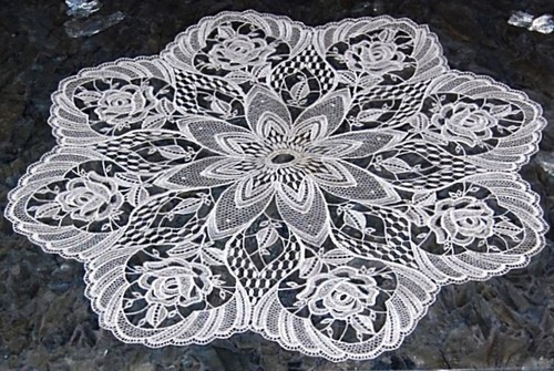 Tischdecke weiß rund - rund, plauener