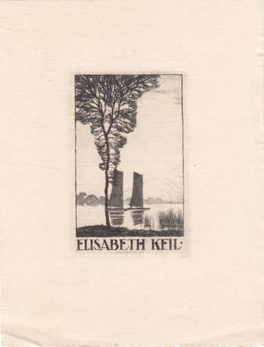Exlibris bookplate radierung - bookplate,