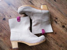 Damen Boots, Stiefeletten, Gr 41, Sanita, beige, Wildleder, Holzabsatz