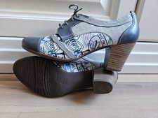 Jana Hochfront Schnür Pumps Leder, blau + weiß, Gr. 39, Schnürschuh, Halbschuh