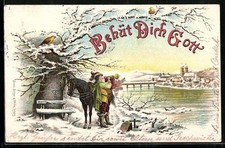 Lithographie Jäger bläst in