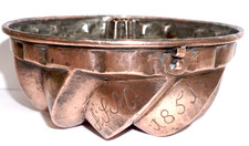 Antike Backform aus Kupfer Gugelhupf von 1851