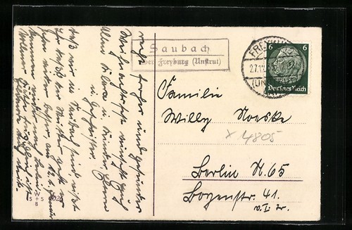 Landpoststempel saubach über - landpoststempel,