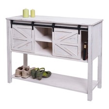 B-Ware Kommode MCW-D57, Schiebetürenschrank, 81x102x34cm Shabby-Look, weiß