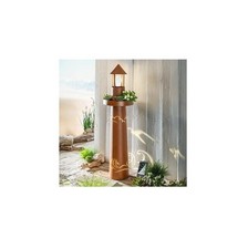 Solar-Pflanzdeko Leuchtturm Dekosäule Pflanzsäule Metall Rost LED in Braun 90cm