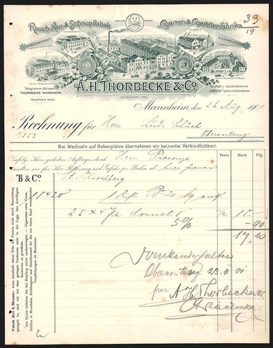 Rechnung mannheim 1907 h - mannheim,
