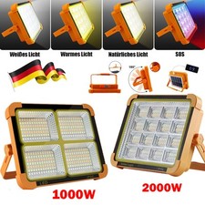 2000W LED Baustrahler Solar Wiederaufladbar Akku Arbeitsstrahler  Campinglampe