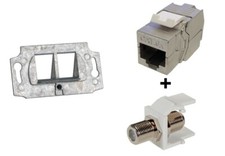 Netzwerk Dose Kombi Cat6a LAN 500 MHz 10 GB + SAT Antenne F Keystone Modul TAE