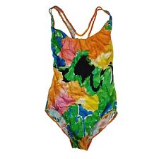 Badeanzug 38 M Bunt Retro Vintage Grün Blau Copamar Rückenfrei Dünn