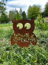 Gartenstecker Eule Kautz Metall Rost Gartendeko Edelrost rostige Deko Garten 28