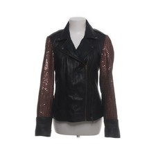 Icon, Bikerjacke, Damen, Größe: 38, Schwarz/Mehrfarbig, Leder/Polyester #yLc