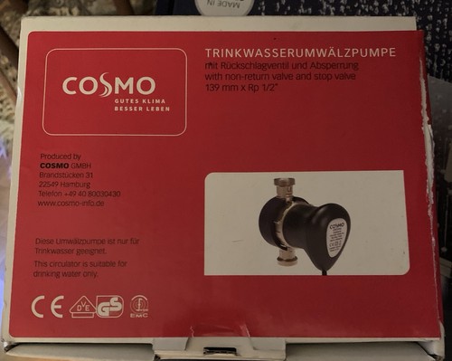 Cosmo umwälzpumpe trinkwasser - cosmo,