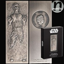 HAN SOLO im Carbonit - Niue 2022 - 3 Oz Silber 999 Antik Finish Star Wars™ OVP