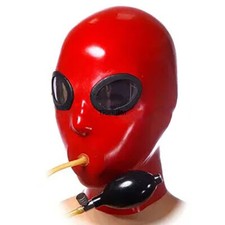 Latex Gummi Gummi Haube Maske aufblasbar lange Schlauch Erfahrung Ersticken Cosp