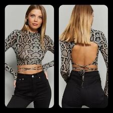  Schlangenprint Crop Bluse -