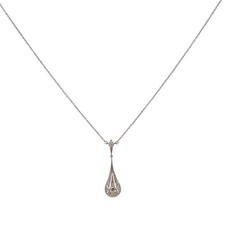 Jugendstil Collier in Gold 585 Platin mit Diamanten 43,5 cm um 1910  (D3589)