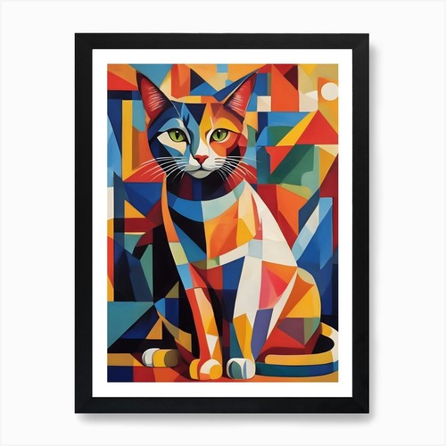 Geometrische katze kunstdruck - katze,