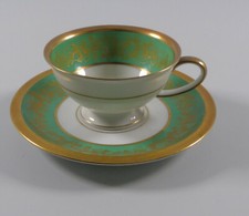 Rosenthal Selb Sammeltasse Tasse Untertasse Grün Gold Modell Winifred