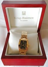 Armbanduhr Krug Baumen Tuxedo Gold plated Quartz GENTS NEU in Originalkassette