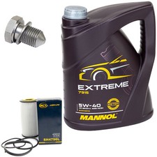 Motoröl Set 5W-40 5 Liter + Ölfilter SH 4796 L + Schraube für Audi Seat Skoda VW