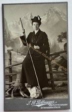 orig. CDV Foto Fotografie Frau Dame Bild alt Mode um 1900 Berchtesgaden Wandern
