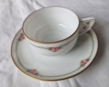 Rosenthal selb bavaria Tasse u. (Unter-) Teller Porzellan mit Rosen u. Goldrand