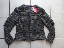 edc ESPRIT Jacke Cardigan Blazer Bouclé Gr. S 36 schwarz grau