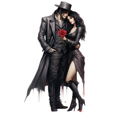 Gothic Pärchen rote Rose