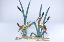 vintage Vogel altes Messing Wandrelief Reiher Kraniche Mid-Century Wandbild TOP!