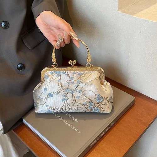 Handtasche brokat blumen - handtasche,