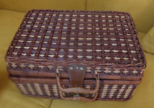 Picknickkorb 4 Pers. Weidenkorb Korb Picknick 38 x 28 x 18 cm mit Inhalt u.Decke