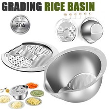 Edelstahl Seiher&Schüsselset Küchensieb Nudelsieb Reis Waschschüssel Salat Ø27cm