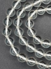 Vintage Bergkristall Halskette L~62,5cm silberfarbenes Metall Kugeln DM~ 8 mm