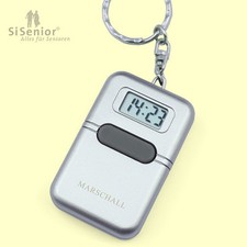 Sprechende Uhr Schlüsselanhänger mit Alarm Uhr mit Sprachausgabe silberfarben