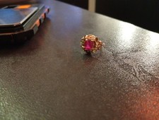 Ring Gold 585 14k mit Stein pink 3.73g