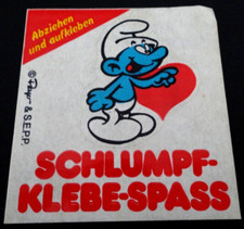 Werbe-Aufkleber Schlumpf Klebespaß Q Tips Wattestäbchen Sammelbild 80er Jahre