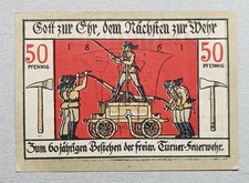 Notgeld Langensalza Feuerwehr 50 Pf zum 60-jährigen Bestehen der FFW 1861 - 1921