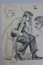 Mann sitzend Kohlezeichnung