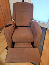 Sessel Fernsehsessel elektrische Aufstehhilfe Liegefunktion Braun Velours Stoff