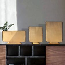 Vase 3er Set FineBuy Blumenvase Aluminium Silber Tischvase Dekovase Modern Eckig