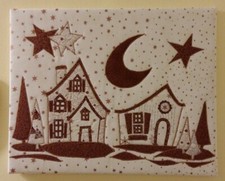 Textilkunst Wandbild Patchwork Quilt Keilrahmen Winter Weihnachten 40×50 cm