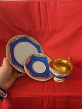 ​LUXURIÖSES Roloff Porzellan-Trio  Kobalt & Gold – Handmalerei ​