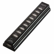 LogiLink UA0096 USB 2.0 Hub Verteiler Extender 10-Port mit Netzteil schwarz