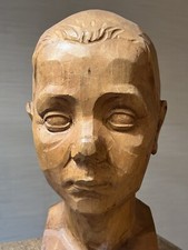 Büste Holzbüste Skulptur Kunst Kopf Holzkopf geschnitzt Signiert 1914