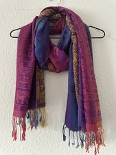 Neu! Schal Kaschmir 100%PASHMINA Stola sehr weich Wickeltuch Regenbogen