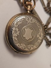 "GT" Revue Thommen Silber Damen Taschenuhr mit lange Uhrenkette um 1900 Rarität!